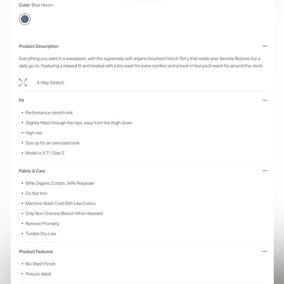 VUORI RESTORE SWEATPANTS SIZE LARGE NWT BLUE HERON - Picture 6 of 8